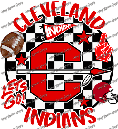 Checkered Circle Cleveland Indians - Vinyl Creation Supply