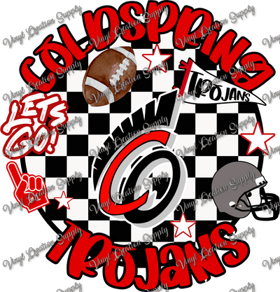 Checkered Circle Coldspring Trojans - Vinyl Creation Supply