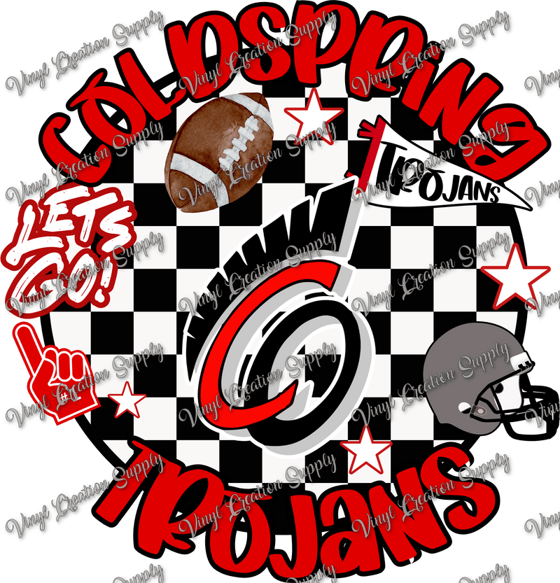 Checkered Circle Coldspring Trojans - Vinyl Creation Supply