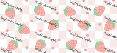 Checkered Strawberries– Printed Libby Wrap (9.5" x 4.3" UV DTF) - Vinyl Creation Supply