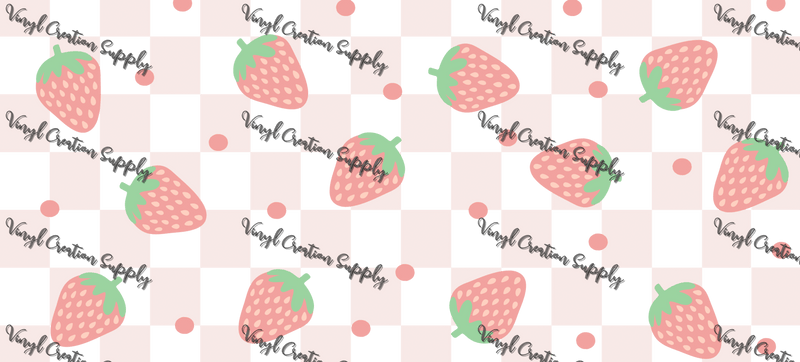 Checkered Strawberries– Printed Libby Wrap (9.5" x 4.3" UV DTF) - Vinyl Creation Supply
