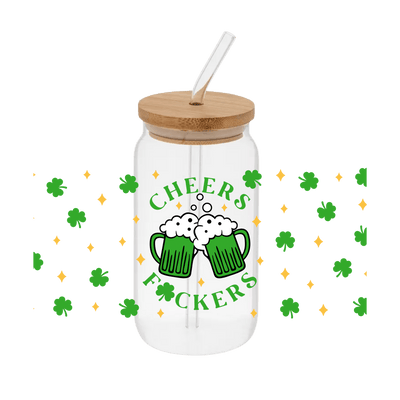 Cheers F St Patrick – Printed Libby Wrap (9.5" x 4.3" UV DTF) - Vinyl Creation Supply