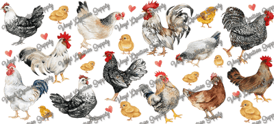 Chickens – Printed Libby Wrap (9.5" x 4.3" UV DTF) - Vinyl Creation Supply