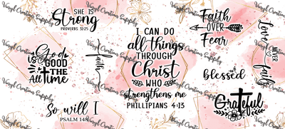 All Things Through Christ – Printed Libby Wrap (9.5" x 4.3" UV DTF) - Vinyl Creation Supply