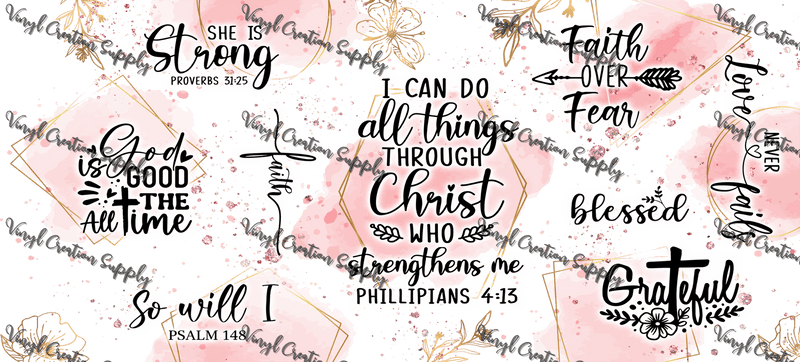 All Things Through Christ – Printed Libby Wrap (9.5" x 4.3" UV DTF) - Vinyl Creation Supply