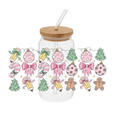 Christmas Teacher Pink– Printed Libby Wrap (9.5" x 4.3" UV DTF) - Vinyl Creation Supply