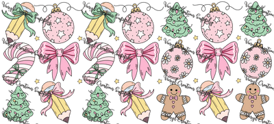 Christmas Teacher Pink– Printed Libby Wrap (9.5" x 4.3" UV DTF) - Vinyl Creation Supply