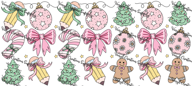 Christmas Teacher Pink– Printed Libby Wrap (9.5" x 4.3" UV DTF) - Vinyl Creation Supply