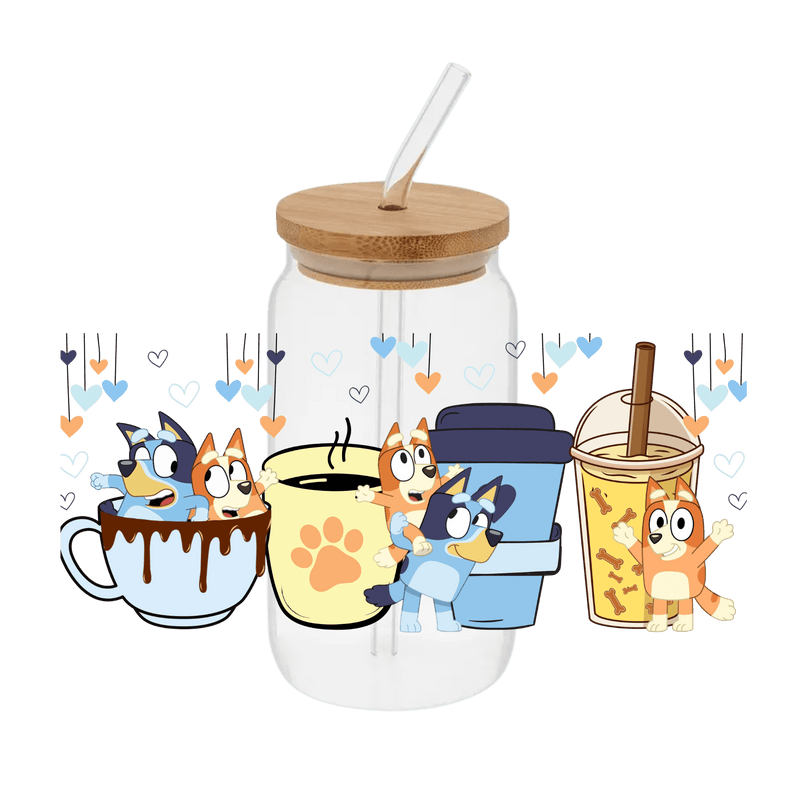 Coffee Cup Bluey – Printed Libby Wrap (9.5" x 4.3" UV DTF) - Vinyl Creation Supply