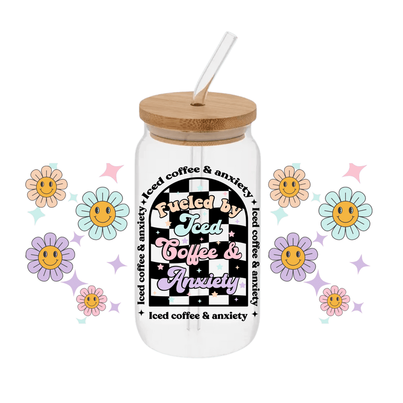 Coffee & Anxiety– Printed Libby Wrap (9.5" x 4.3" UV DTF) - Vinyl Creation Supply
