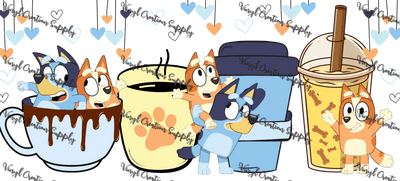 Coffee Cup Bluey – Printed Libby Wrap (9.5" x 4.3" UV DTF) - Vinyl Creation Supply