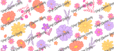 Colorful Flowers – Printed Libby Wrap (9.5" x 4.3" UV DTF) - Vinyl Creation Supply