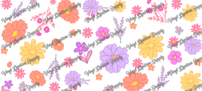 Colorful Flowers – Printed Libby Wrap (9.5" x 4.3" UV DTF) - Vinyl Creation Supply