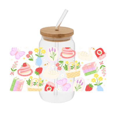 Cottage Picnic – Printed Libby Wrap (9.5" x 4.3" UV DTF) - Vinyl Creation Supply