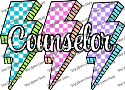 Counselor Colorful Lightning Bolts - Vinyl Creation Supply