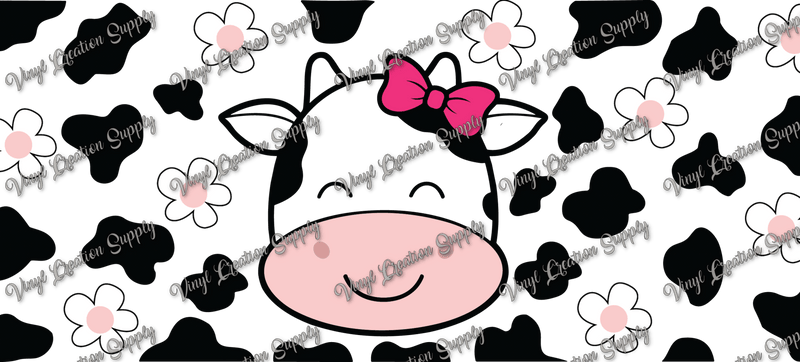 Cow Face Dark Pink Bow– Printed Libby Wrap (9.5" x 4.3" UV DTF) - Vinyl Creation Supply