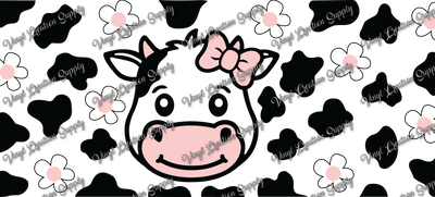 Cow Face Light Pink Bow– Printed Libby Wrap (9.5" x 4.3" UV DTF) - Vinyl Creation Supply
