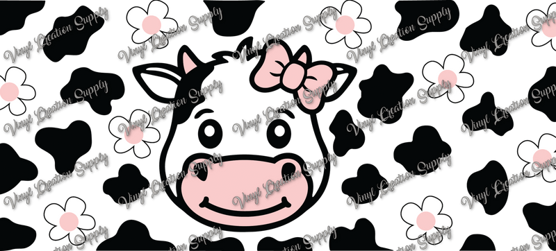 Cow Face Light Pink Bow– Printed Libby Wrap (9.5" x 4.3" UV DTF) - Vinyl Creation Supply