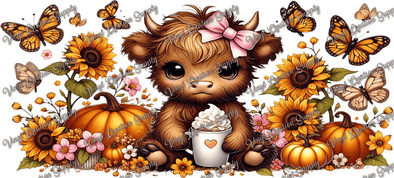 Cow Fall Flowers– Printed Wrap - Vinyl Creation Supply