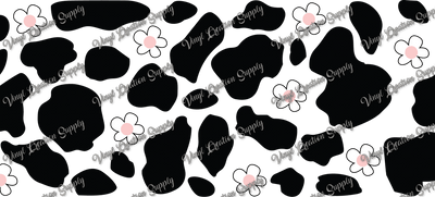 Cow Print White Flowers– Printed Wrap - Vinyl Creation Supply
