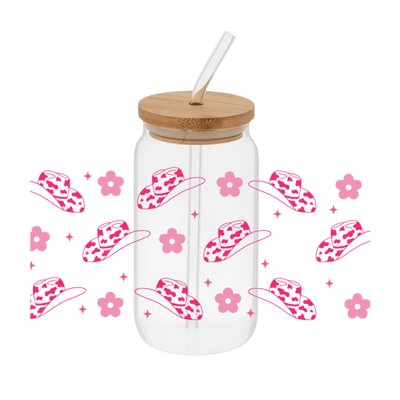 Cowboy Hat Pink Wrap – Printed Libby Wrap (9.5" x 4.3" UV DTF) - Vinyl Creation Supply