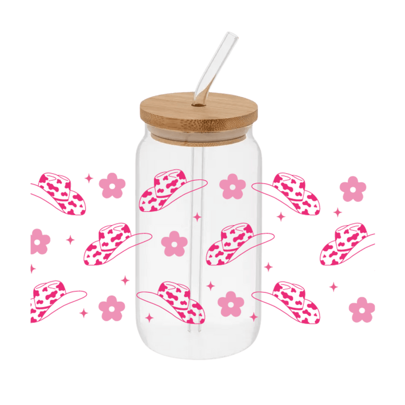 Cowboy Hat Pink Wrap – Printed Libby Wrap (9.5" x 4.3" UV DTF) - Vinyl Creation Supply