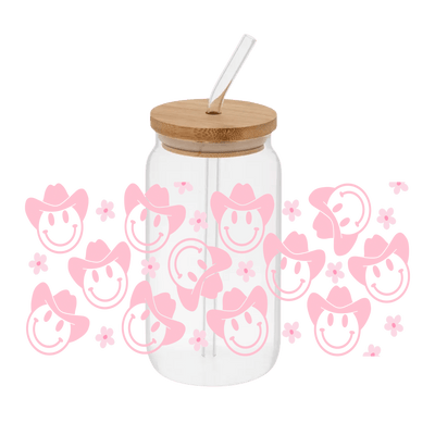 Cowboy Floral Wrap Pink– Printed Libby Wrap (9.5" x 4.3" UV DTF) - Vinyl Creation Supply
