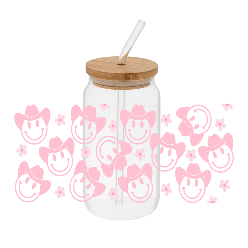 Cowboy Floral Wrap Pink– Printed Libby Wrap (9.5" x 4.3" UV DTF) - Vinyl Creation Supply