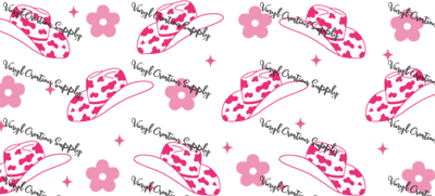 Cowboy Hat Pink Wrap – Printed Libby Wrap (9.5" x 4.3" UV DTF) - Vinyl Creation Supply