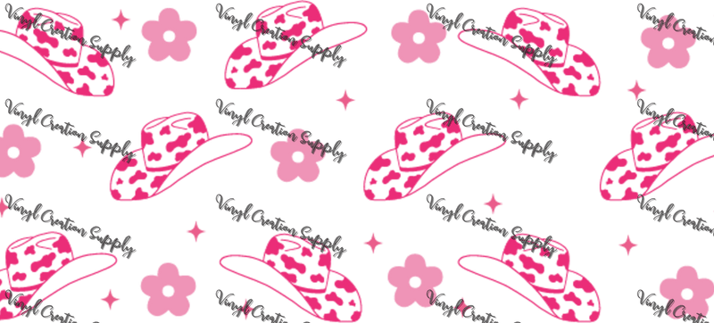 Cowboy Hat Pink Wrap – Printed Libby Wrap (9.5" x 4.3" UV DTF) - Vinyl Creation Supply