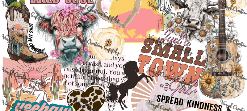 Cowgirl Wrap– Printed Libby Wrap (9.5" x 4.3" UV DTF) - Vinyl Creation Supply