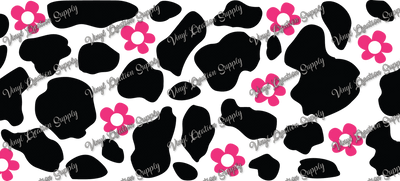 Cow Print Pink Flowers– Printed Libby Wrap (9.5" x 4.3" UV DTF) - Vinyl Creation Supply