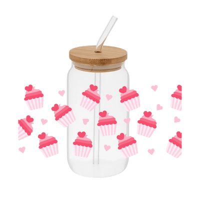 Cupcakes Hearts – Printed Libby Wrap (9.5" x 4.3" UV DTF) - Vinyl Creation Supply