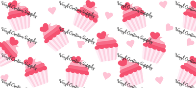 Cupcakes Hearts – Printed Libby Wrap (9.5" x 4.3" UV DTF) - Vinyl Creation Supply