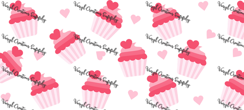 Cupcakes Hearts – Printed Libby Wrap (9.5" x 4.3" UV DTF) - Vinyl Creation Supply
