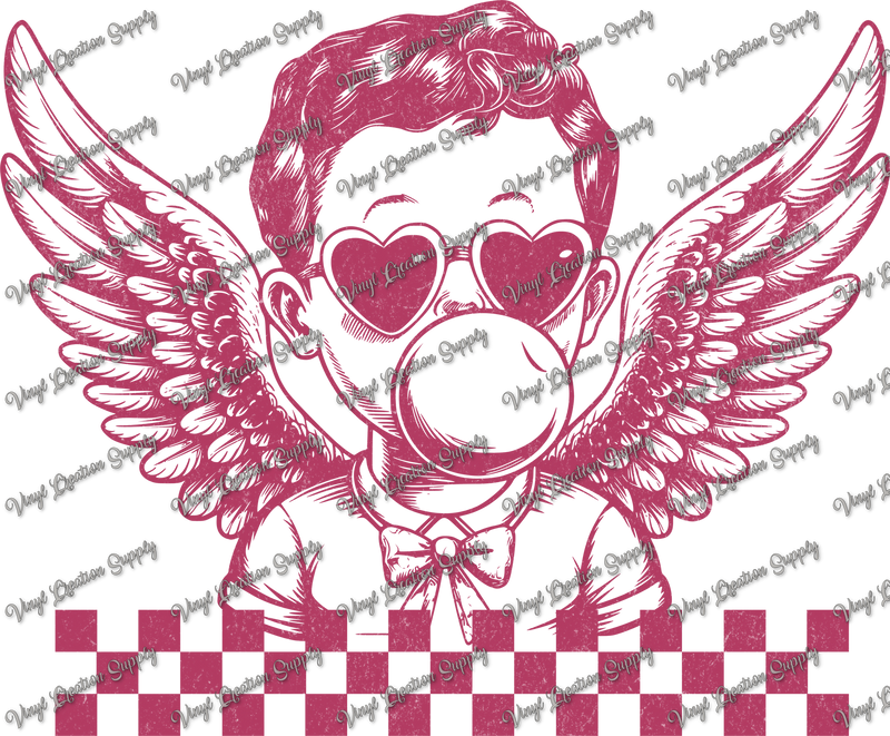 Cupid Blowing Gum Checkered Pink