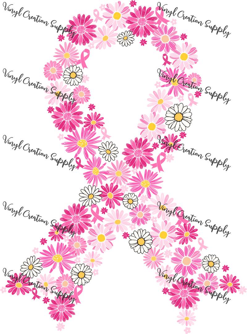 Daisy Ribbon Breast Cancer Awareness - Vinyl Creation Supply