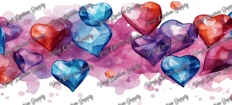 Diamond Hearts – Printed Libby Wrap (9.5" x 4.3" UV DTF) - Vinyl Creation Supply