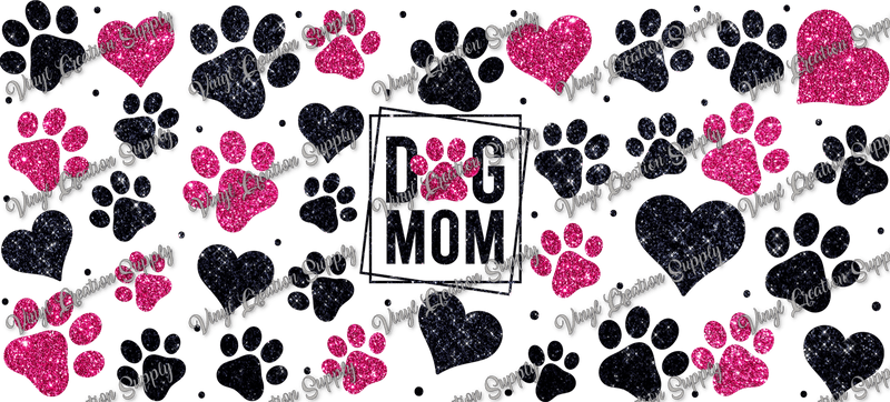 Dog Mom Pink Black– Printed Libby Wrap (9.5" x 4.3" UV DTF) - Vinyl Creation Supply
