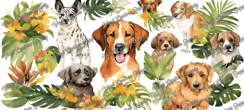 Dogs 1– Printed Libby Wrap (9.5" x 4.3" UV DTF) - Vinyl Creation Supply