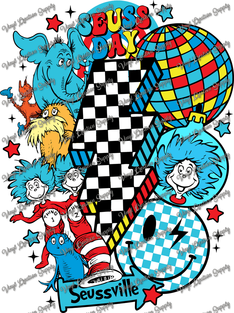 Dr. Seuss Collage Lightning Bolt - Vinyl Creation Supply