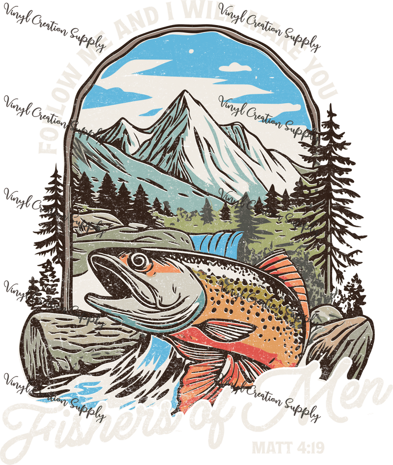 Fishers of Men Light Text Distressed - Vinyl Creation Supply