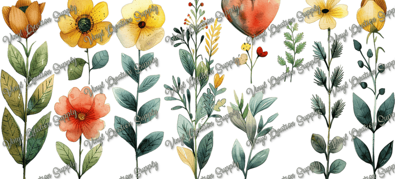 Floral 2 – Printed Libby Wrap (9.5" x 4.3" UV DTF) - Vinyl Creation Supply
