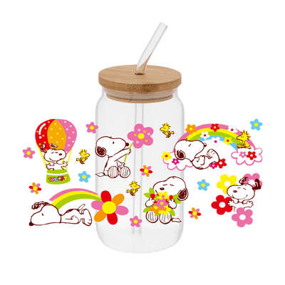 Snoopy Floral Rainbow – Printed Libby Wrap (9.5" x 4.3" UV DTF) - Vinyl Creation Supply