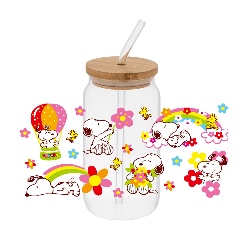 Snoopy Floral Rainbow – Printed Libby Wrap (9.5" x 4.3" UV DTF) - Vinyl Creation Supply