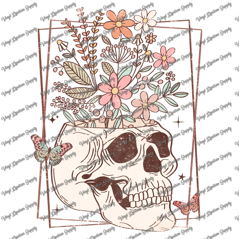 Floral Skull Grunge