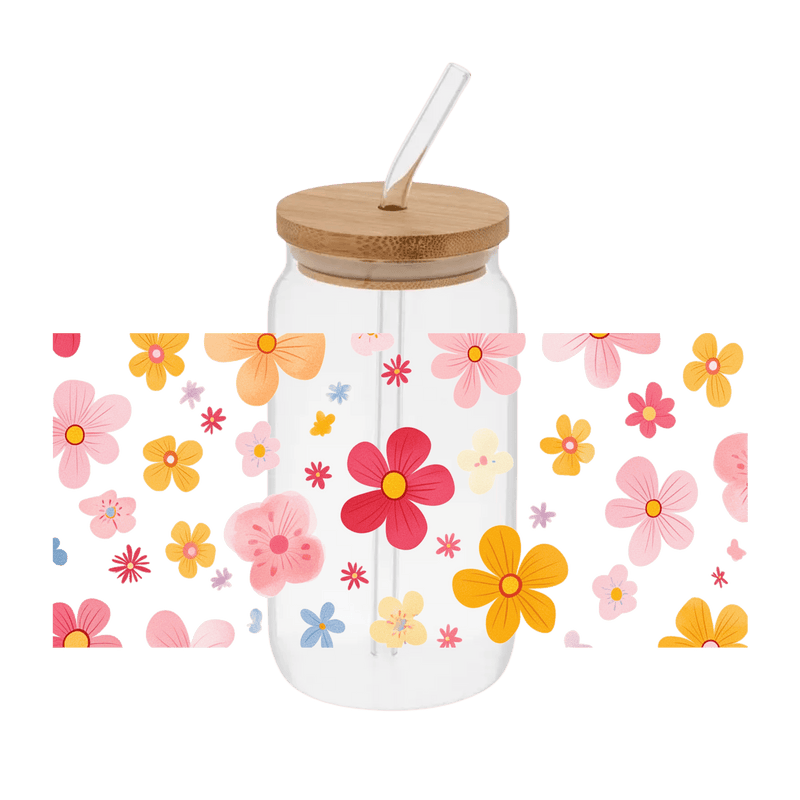 Flowers– Printed Libby Wrap (9.5" x 4.3" UV DTF) - Vinyl Creation Supply