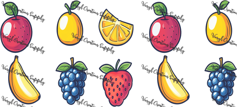 Fruits– Printed Libby Wrap (9.5" x 4.3" UV DTF) - Vinyl Creation Supply