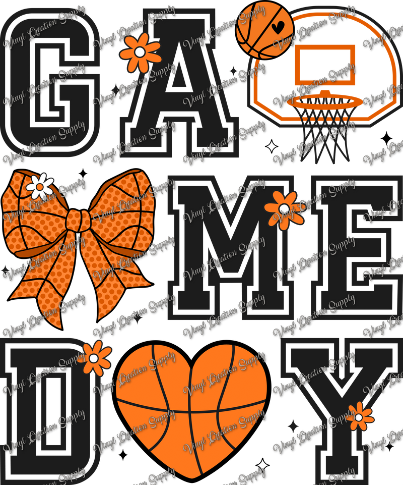 Game Day Basketball Hoop Bow Heart