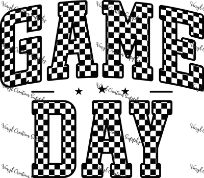 Game Day Checkered Stars Black - Vinyl Creation Supply